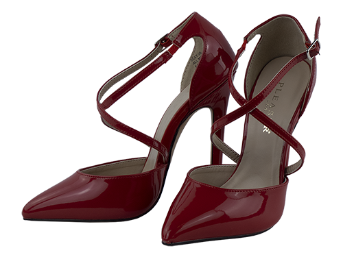 Pleaser Cross Laced d’Orsay Décolleté rosse tacco 14 cm numero 35